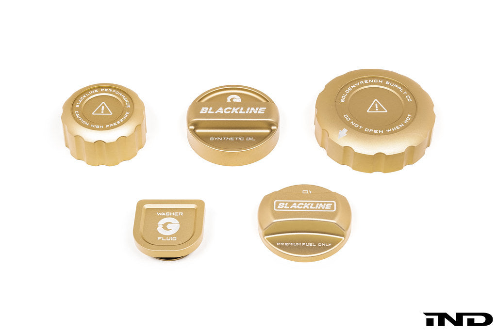 Goldenwrench Blackline Performance BMW M Car (S63 / S68) Engine Cap Cover Set - CCB Gold Cap Complete Set