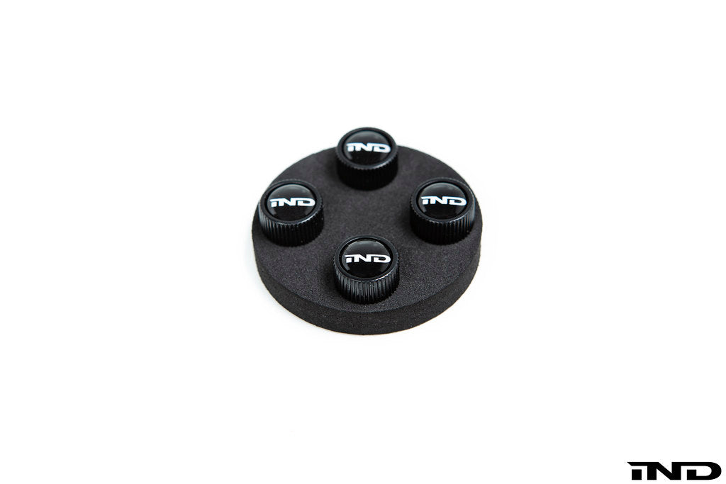 IND Logo Black Valve Stem Cap Set