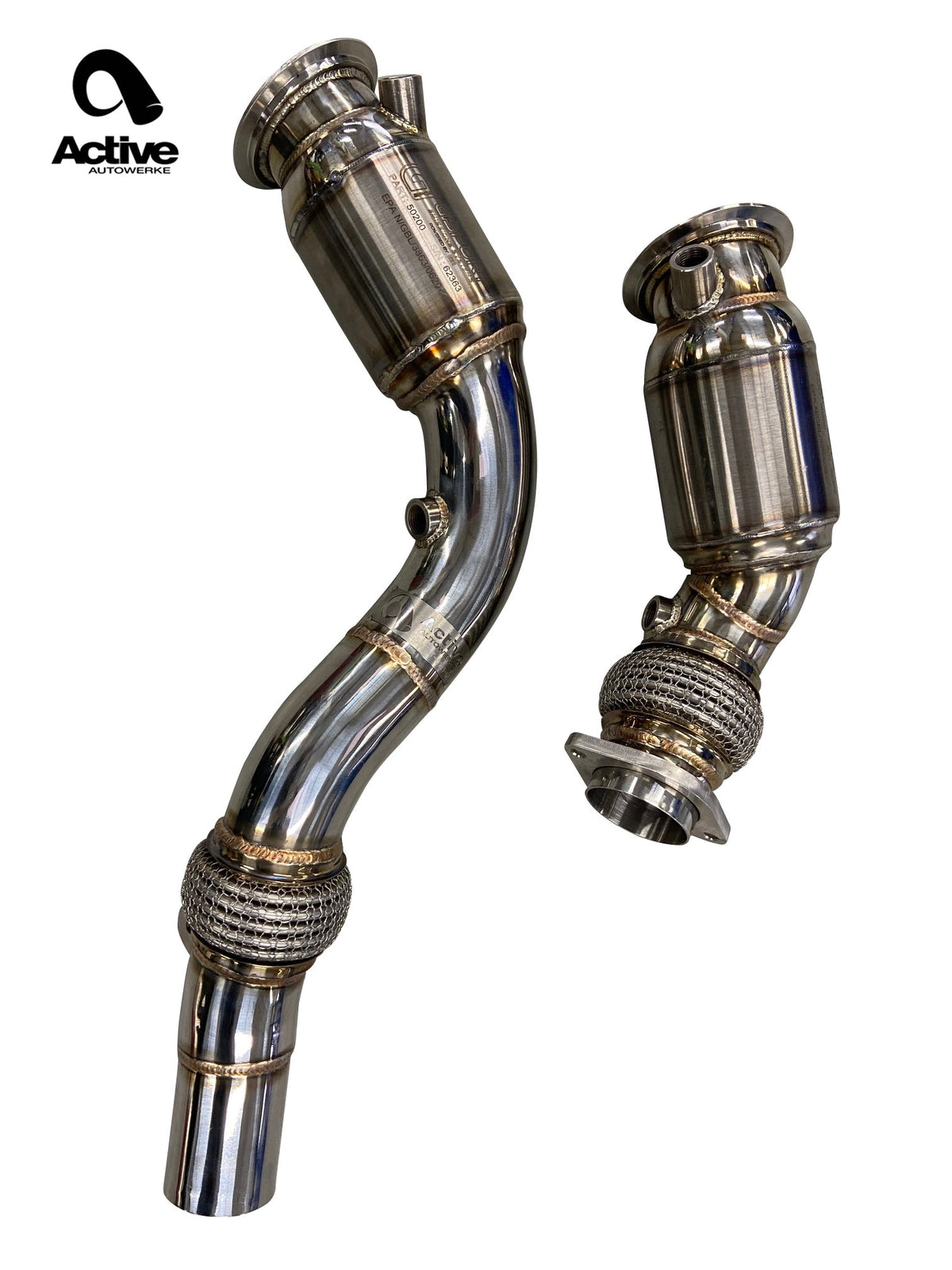 F8x BMW S55 M2C / M3 / M4 Downpipes w Active AFlow Cats