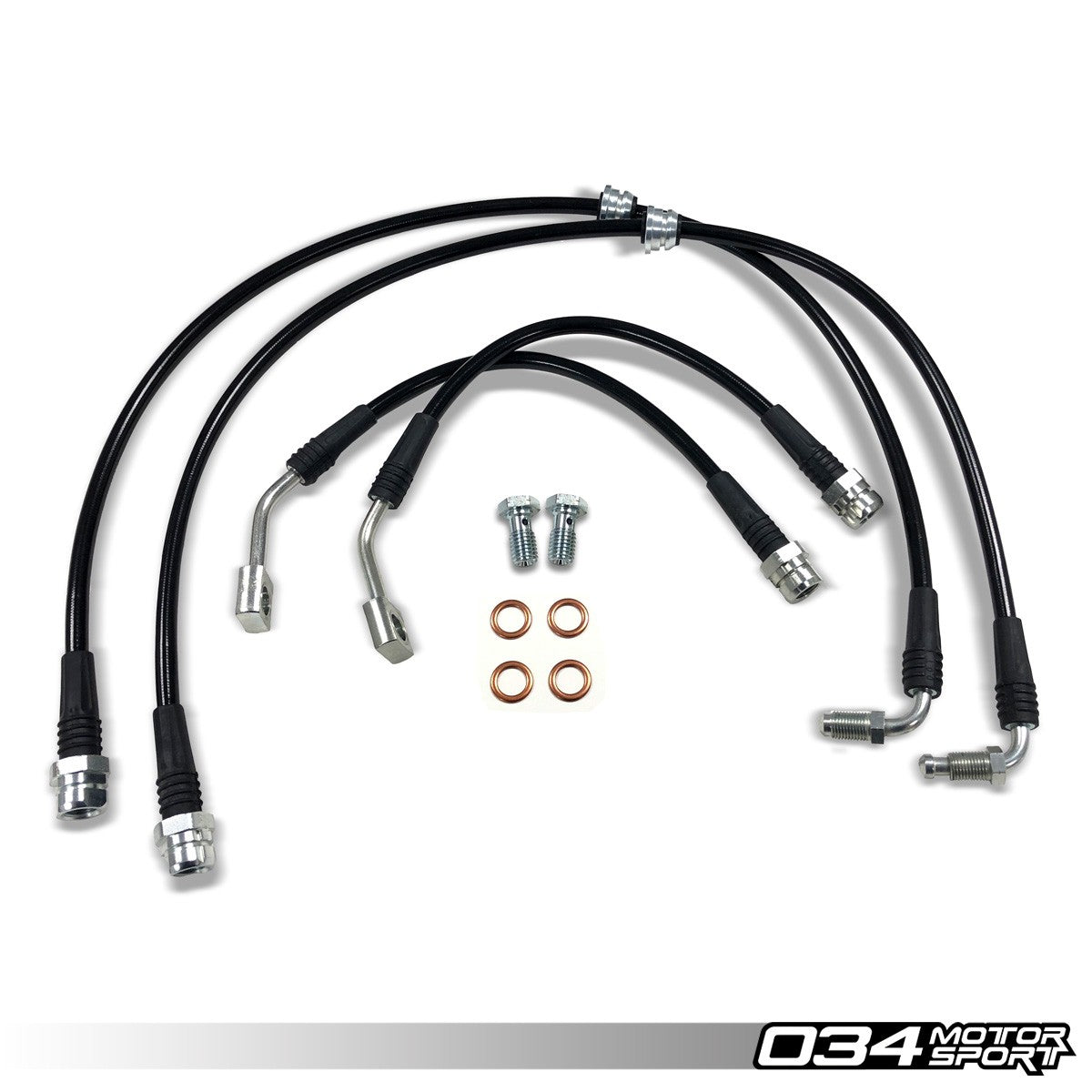 034 Motorsport Stainless Steel Braided Brake Line Kit, 8S-8V.5 Audi TTRS & RS3