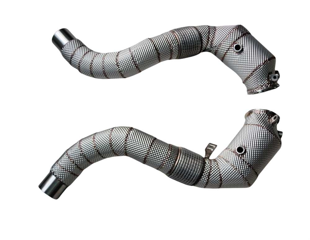Racing Dynamics Catted Downpipes w-heat shield or BMW M850i, M550i, MX5M, M750i