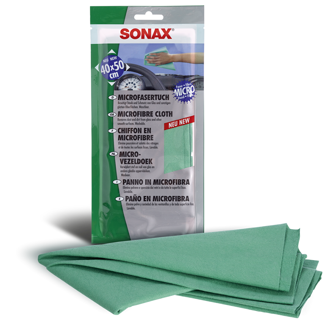 SONAX Green Microfibre Glass Cloth – Vac Pack