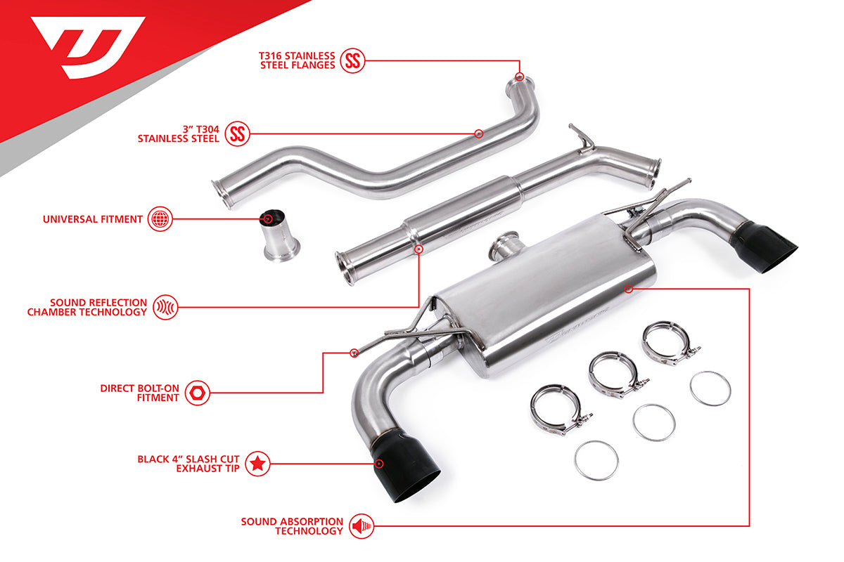 UNITRONIC CAT-BACK FOR MK7 & MK7.5 GTI, BLACK TIPS