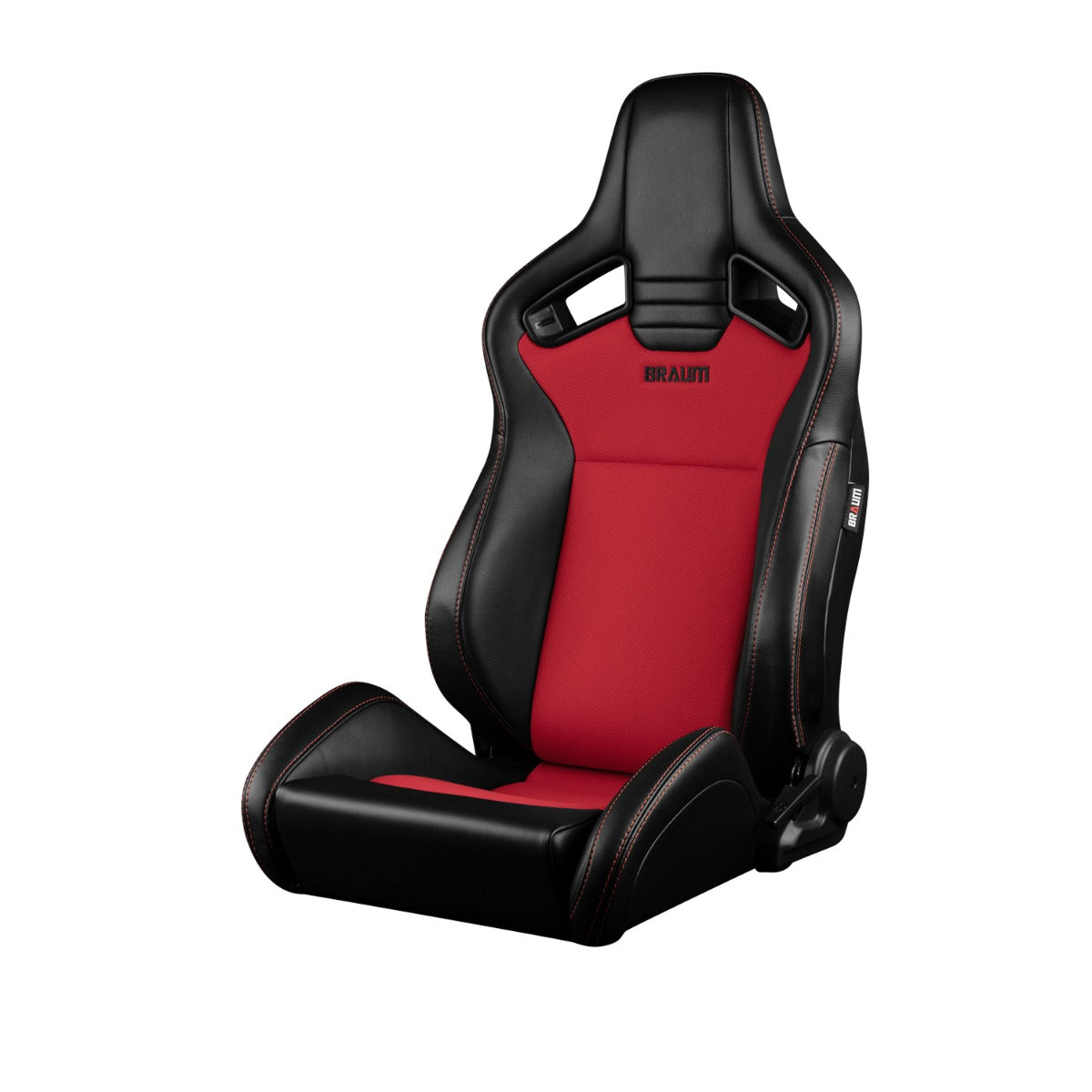 Braum - ELITE V2 Series Sport Reclinable Seats (BLACK LEATHERETTE RED FABRIC) – PAIR