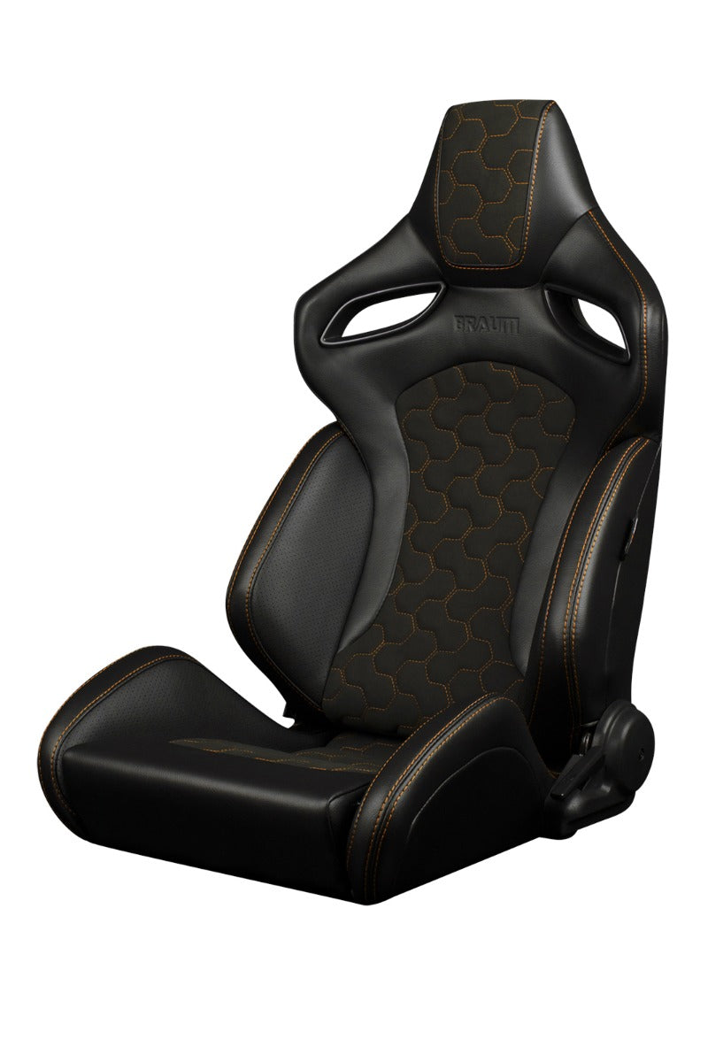 Braum - ORUE-S SERIES RACING SEATS (HONEYCOMB ALCANTARA | ORANGE STITCHING) – PAIR