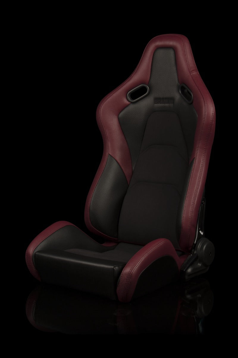Braum - FALCON-S SERIES RECLINABLE COMPOSITE SEATS (MAROON LEATHERETTE | ALCANTARA) – PAIR