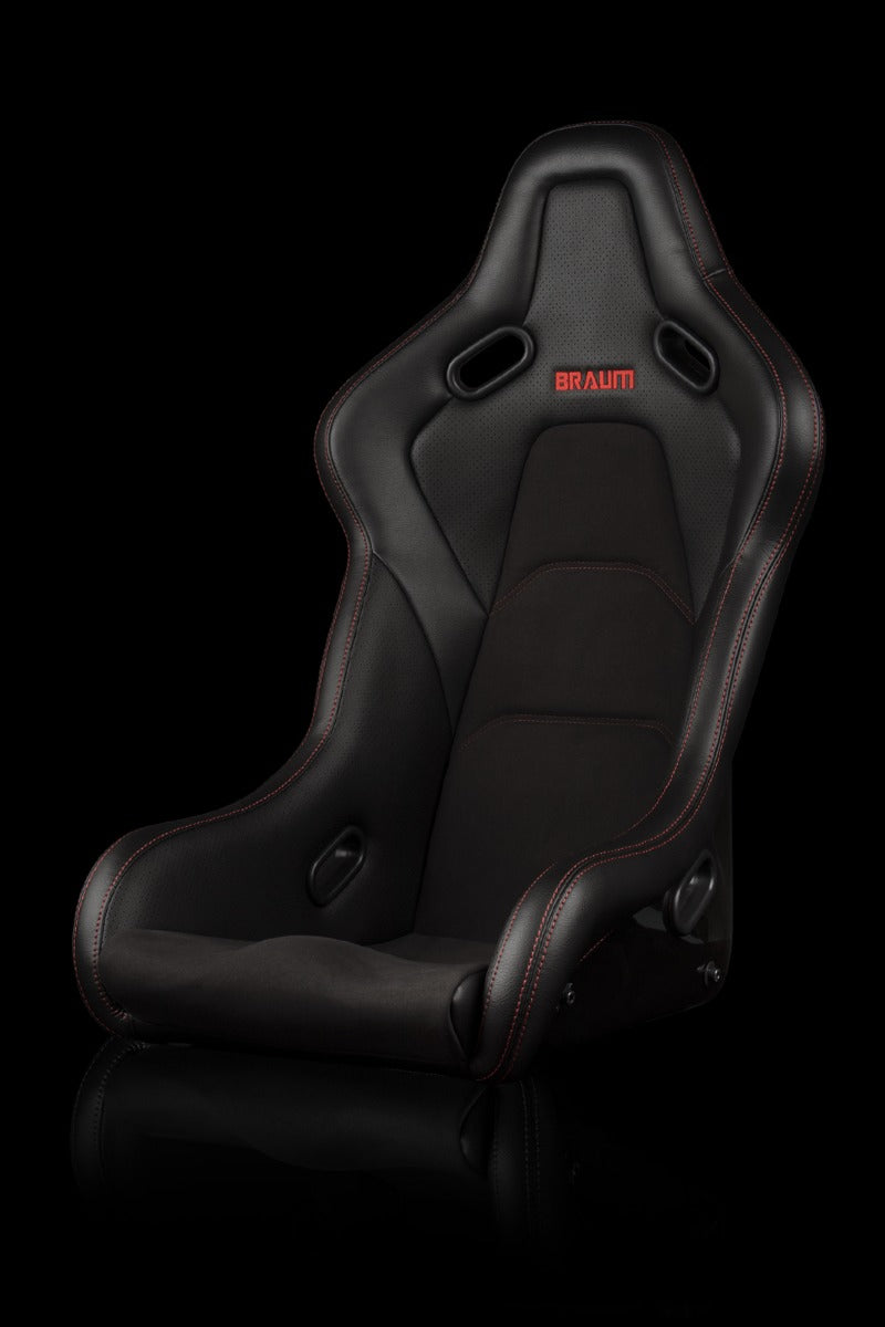 Braum - FALCON-S SERIES FIXED BACK BUCKET COMPOSITE SEAT (BLACK ALCANTARA | RED STITCHING) - EACH