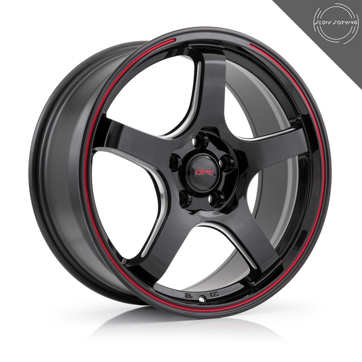 OPE Performance wheels - 18" - FF05 - Gloss Black - Milled - Red Stripe - Flow Form