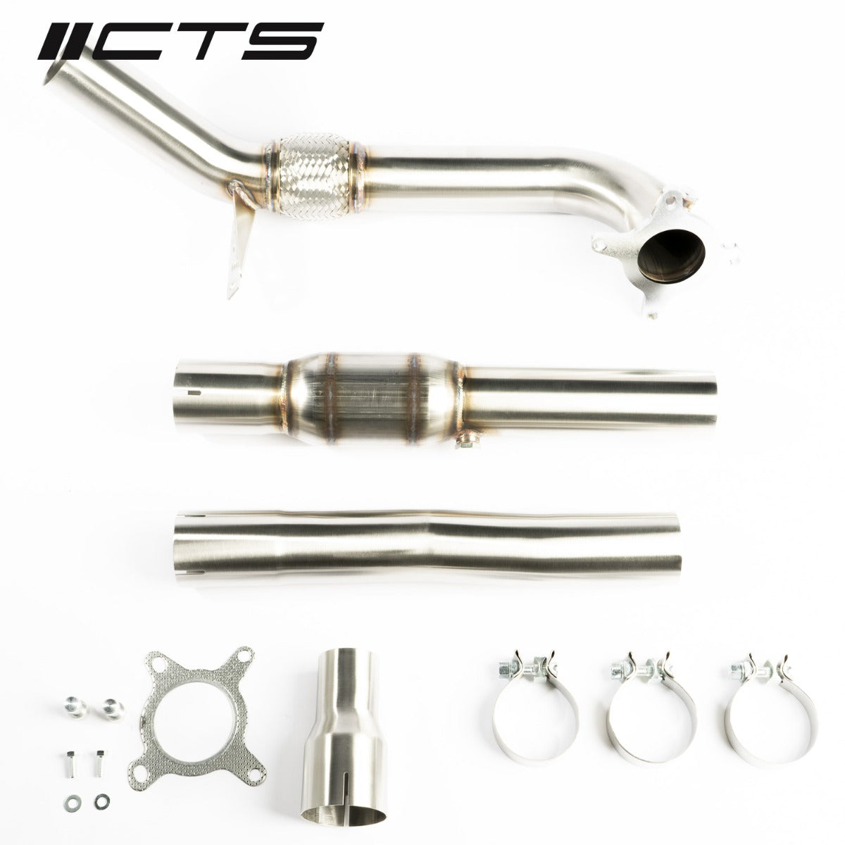 CTS TURBO MK6 GOLF R 2.0T, MK2 AUDI TT QUATTRO-TT-S 2.0T, 8P A3 QUATTRO-S3 2.0T HIGH FLOW CAT DOWNPIPE