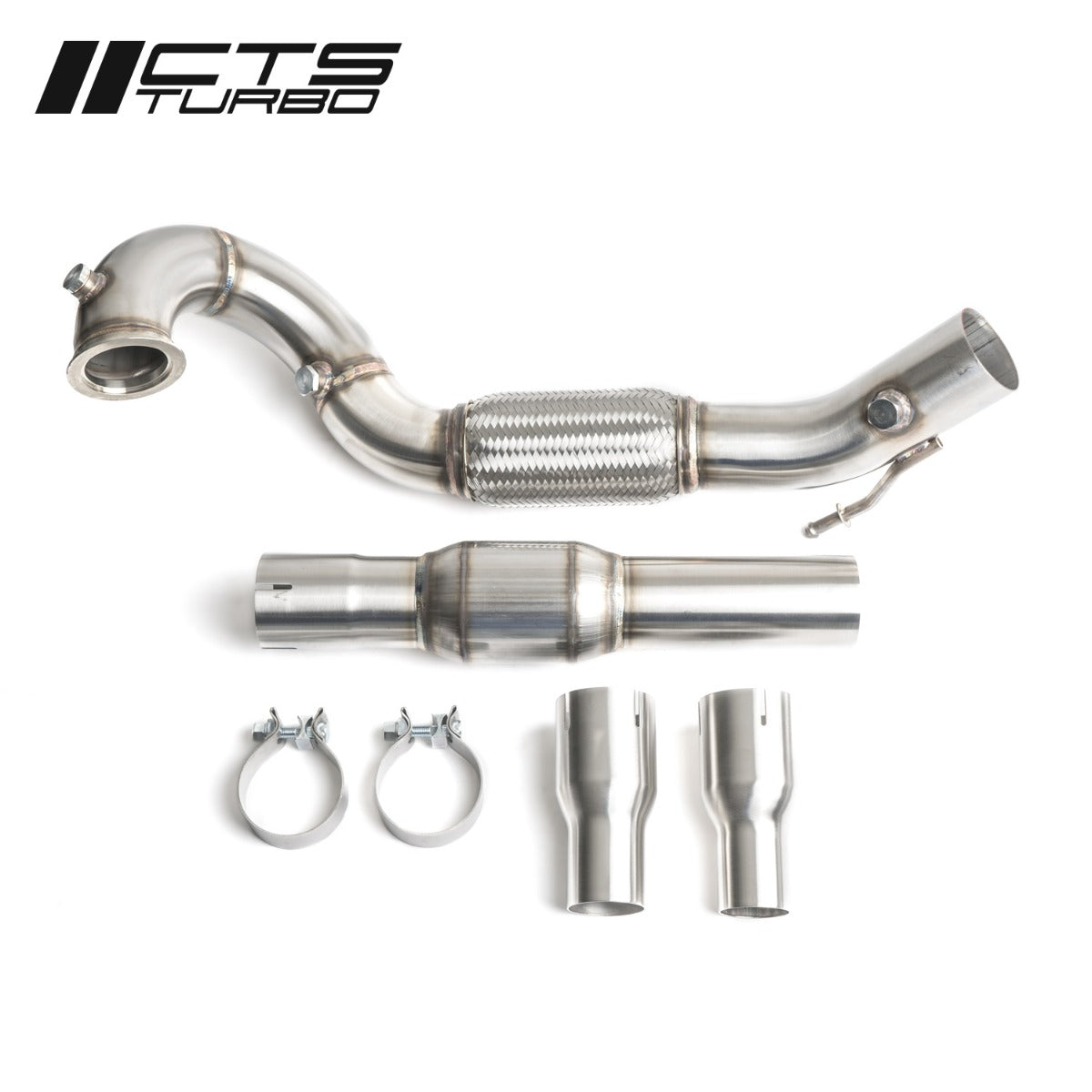 CTS TURBO MK6-MK7 JETTA SE 1.4T, MK7 GOLF 1.4T 3″ DOWNPIPE WITH HIGH-FLOW CAT