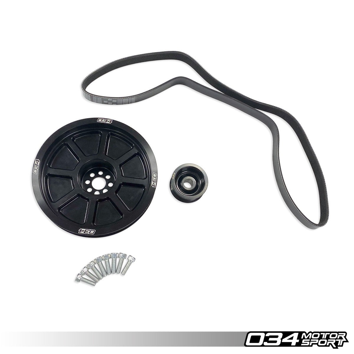 034 Motorsport Dual Pulley Hardware Kit, 190mm, Audi B8 S4-S5-Q5-SQ5, C7 A6-A7, D4 A8 3.0 TFSI