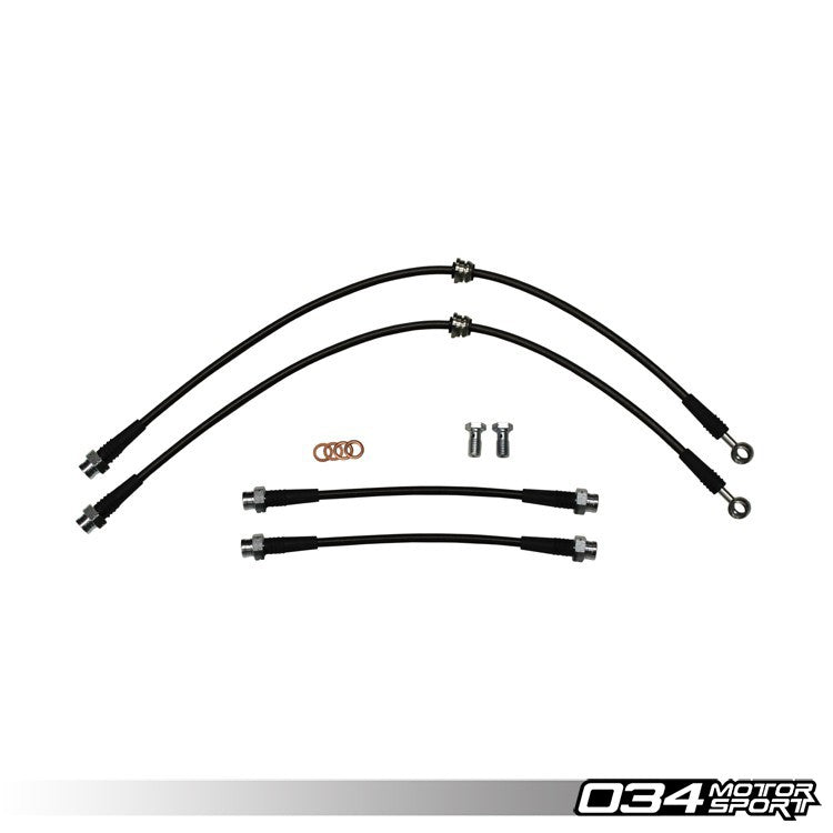 034 Motorsport Stainless Steel Braided Brake Line Kit, 8P Audi A3 & Mkv-Mkvi Volkswagen Golf-Rabbit-GTI-Jetta-Gli, Dot Certified