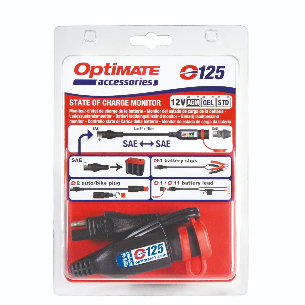 OPTIMATE MONITOR, BATTERY STATUS - CHARGE SYSTEM MONITOR FOR 12V LEAD-ACID, WITH IN-LINE SAE CONNECT ABILITY