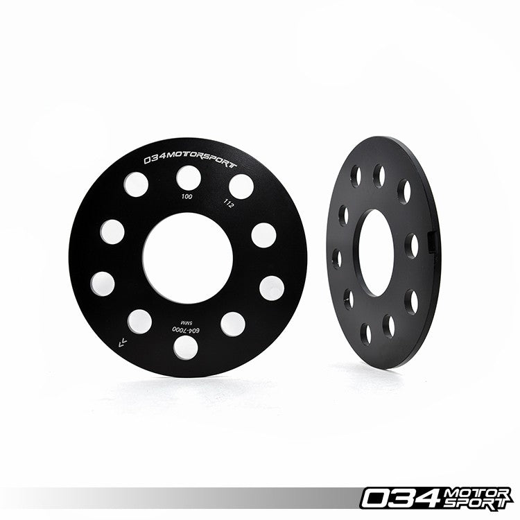 034 Motorsport Wheel Spacer Pair, 5mm, Audi-Volkswagen 5X112mm & 5X100mm With 57.1mm Center Bore