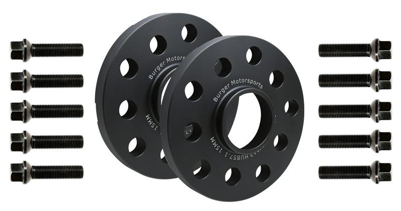 VAG Wheel Spacer Kit w-10 Black Extended Wheel Bolts (Pair, 2 Wheels)